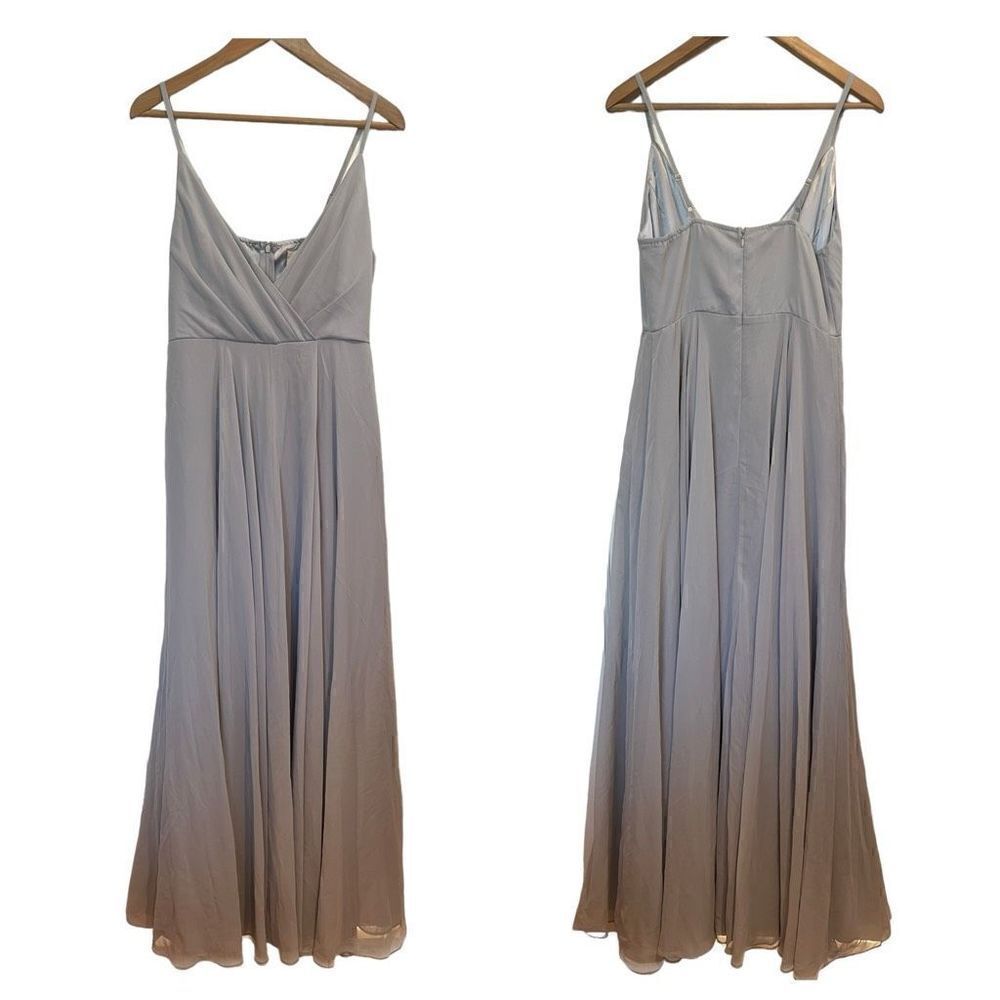 BHLDN Anthropologie Bridesmaid Gray Sweetheart Spaghetti Strap Maxi Dress Size M